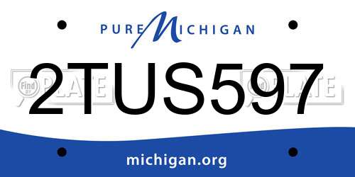 2TUS597 Michigan License Plate