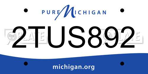 2TUS892 Michigan License Plate