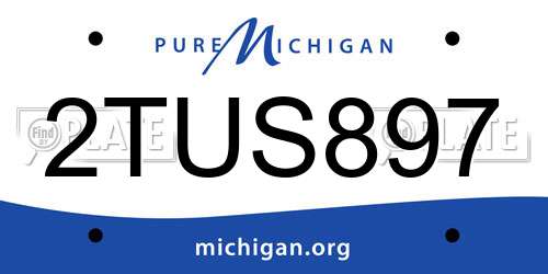2TUS897 Michigan License Plate