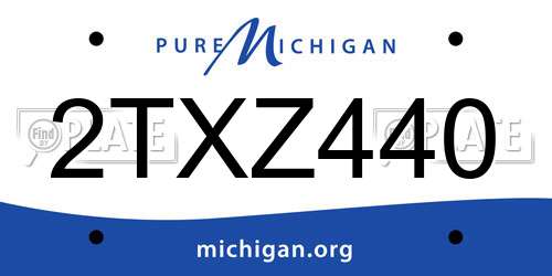 2TXZ440 Michigan License Plate