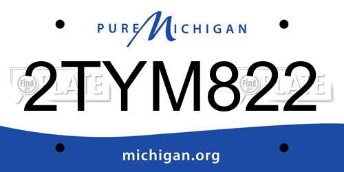 2TYM822 Michigan License Plate