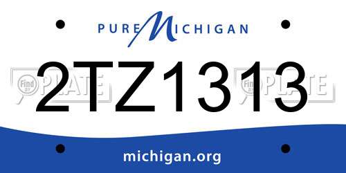 2TZ1313 Michigan License Plate