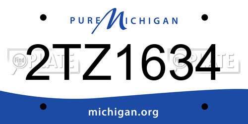 2TZ1634 Michigan License Plate