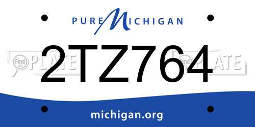 2TZ764 Michigan License Plate