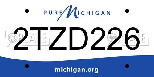 2TZD226 Michigan License Plate