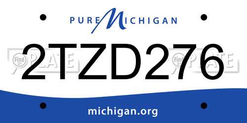 2TZD276 Michigan License Plate