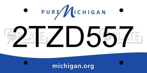 2TZD557 Michigan License Plate