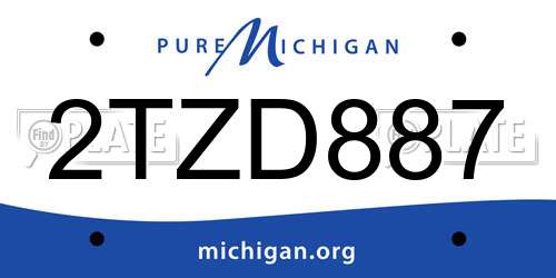 2TZD887 Michigan License Plate