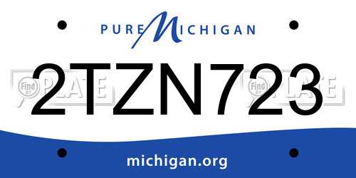2TZN723 Michigan License Plate