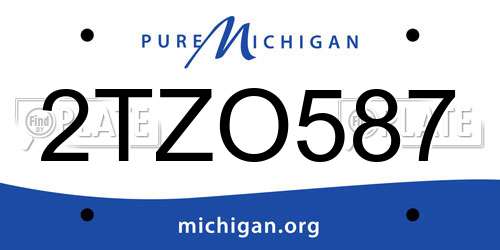 2TZO587 Michigan License Plate