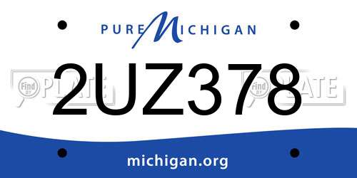 2UZ378 Michigan License Plate