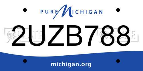 2UZB788 Michigan License Plate