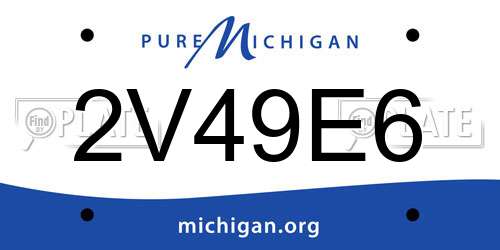 2V49E6 Michigan License Plate