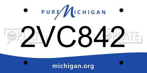 2VC842 Michigan License Plate