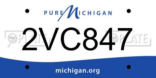 2VC847 Michigan License Plate