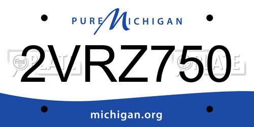 2VRZ750 Michigan License Plate