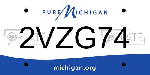 2VZG74 Michigan License Plate