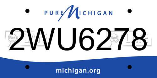 2WU6278 Michigan License Plate
