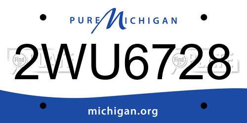 2WU6728 Michigan License Plate