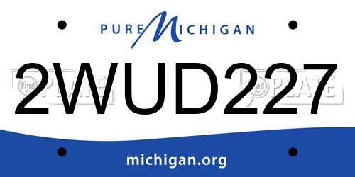2WUD227 Michigan License Plate