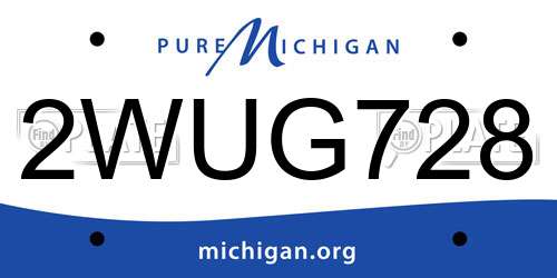 2WUG728 Michigan License Plate