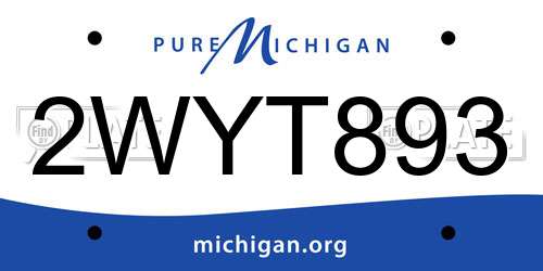 2WYT893 Michigan License Plate