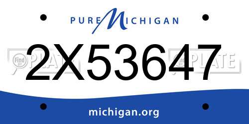 2X53647 Michigan License Plate