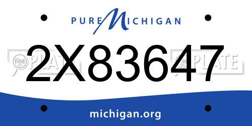 2X83647 Michigan License Plate