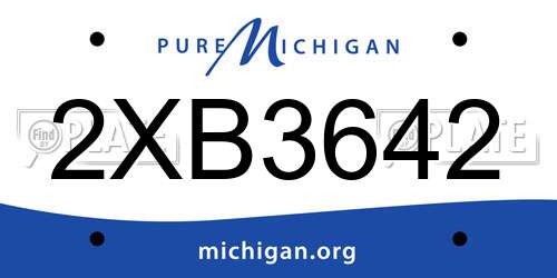 2XB3642 Michigan License Plate