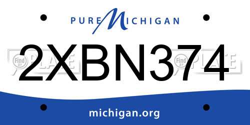 2XBN374 Michigan License Plate