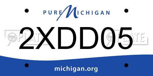 2XDD05 Michigan License Plate