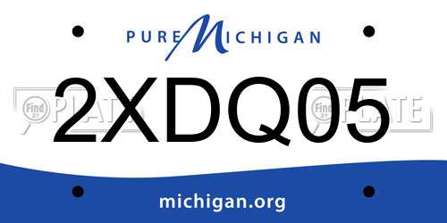 2XDQ05 Michigan License Plate