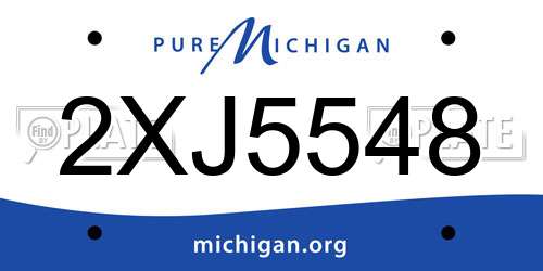 2XJ5548 Michigan License Plate