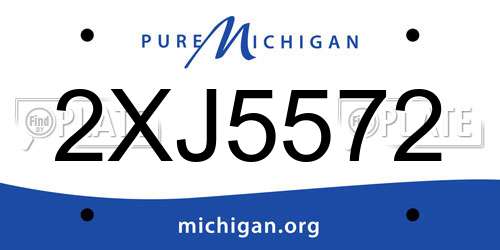 2XJ5572 Michigan License Plate