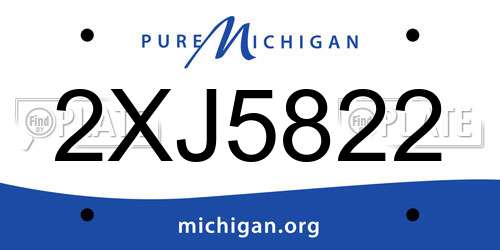 2XJ5822 Michigan License Plate