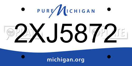 2XJ5872 Michigan License Plate
