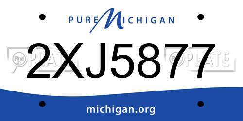 2XJ5877 Michigan License Plate