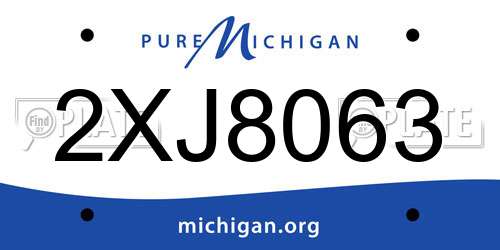 2XJ8063 Michigan License Plate