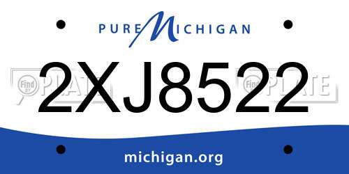 2XJ8522 Michigan License Plate
