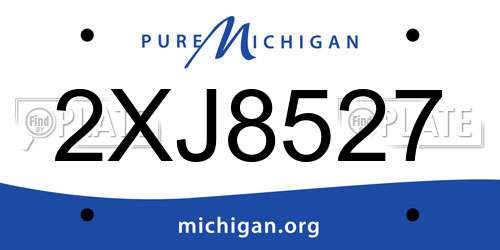 2XJ8527 Michigan License Plate