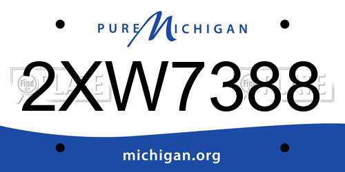 2XW7388 Michigan License Plate