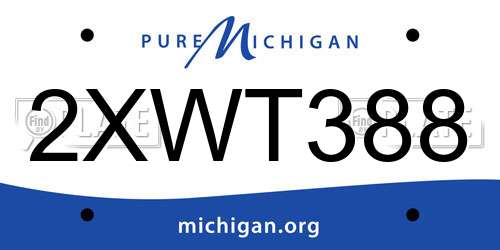 2XWT388 Michigan License Plate