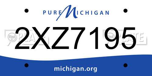 2XZ7195 Michigan License Plate