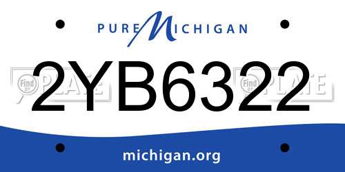 2YB6322 Michigan License Plate