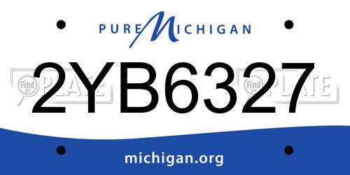 2YB6327 Michigan License Plate