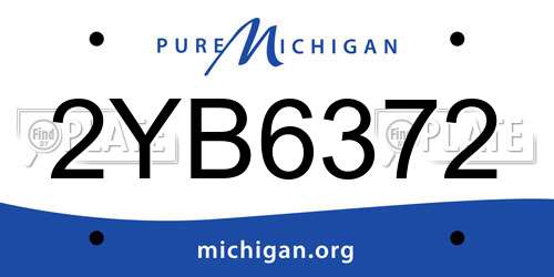 2YB6372 Michigan License Plate