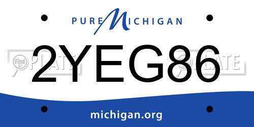 2YEG86 Michigan License Plate