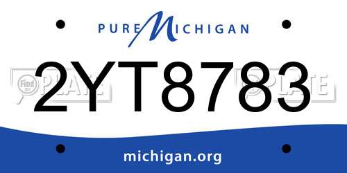 2YT8783 Michigan License Plate