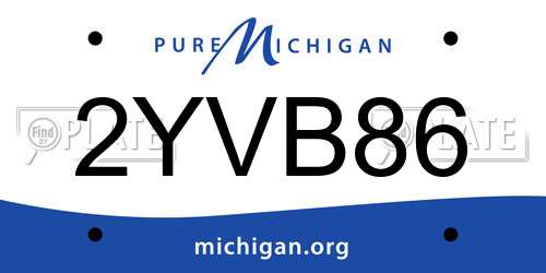 2YVB86 Michigan License Plate