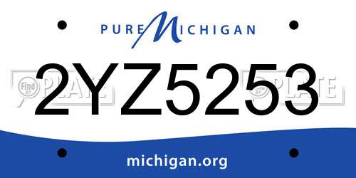 2YZ5253 Michigan License Plate